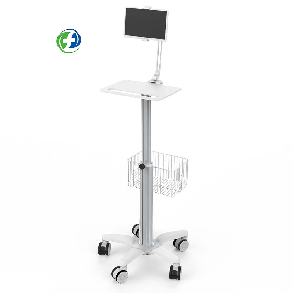 Data center use fixed height aluminum alloy sheet metal table mobile medical PC cart