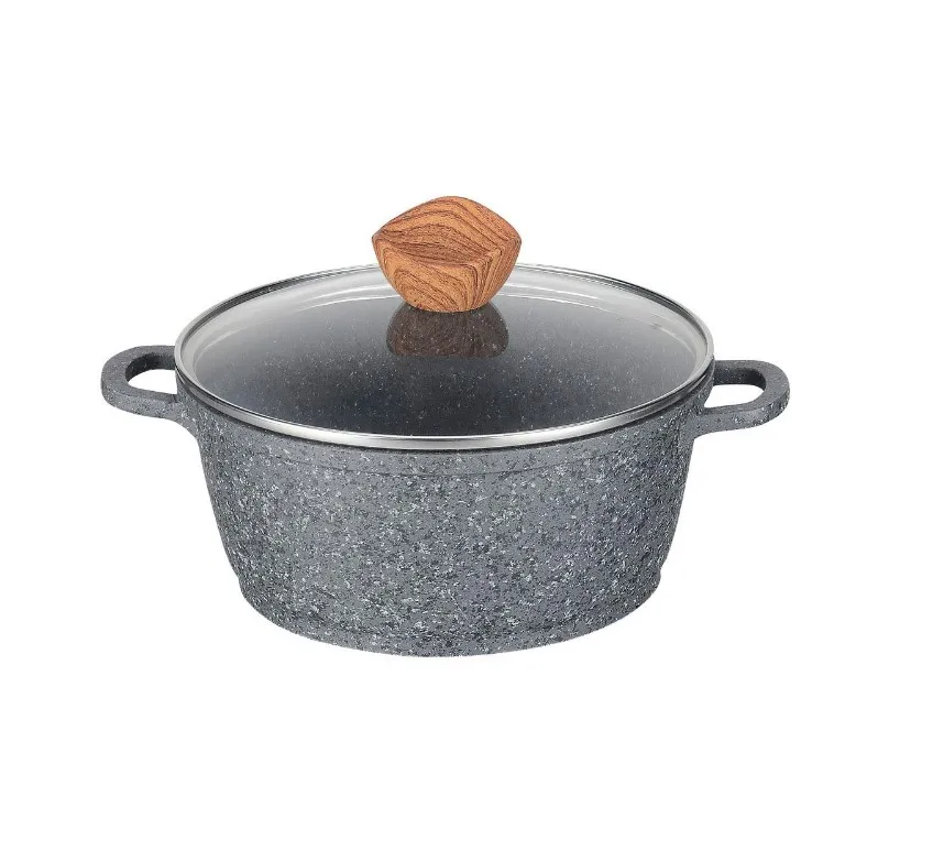 Classic Series Aluminum 20/24/28cm soup pot casserole Overlay Grey color Wood Grain MGC