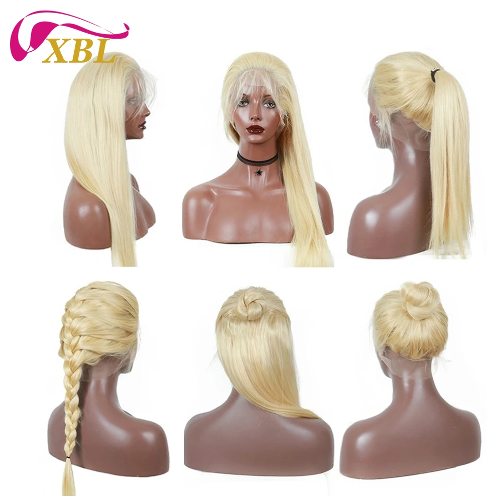 XBL Top Virgin Hair 100% brazil unprocessed  hair Color 613 Human Hair front Lace Wigs With Bangs