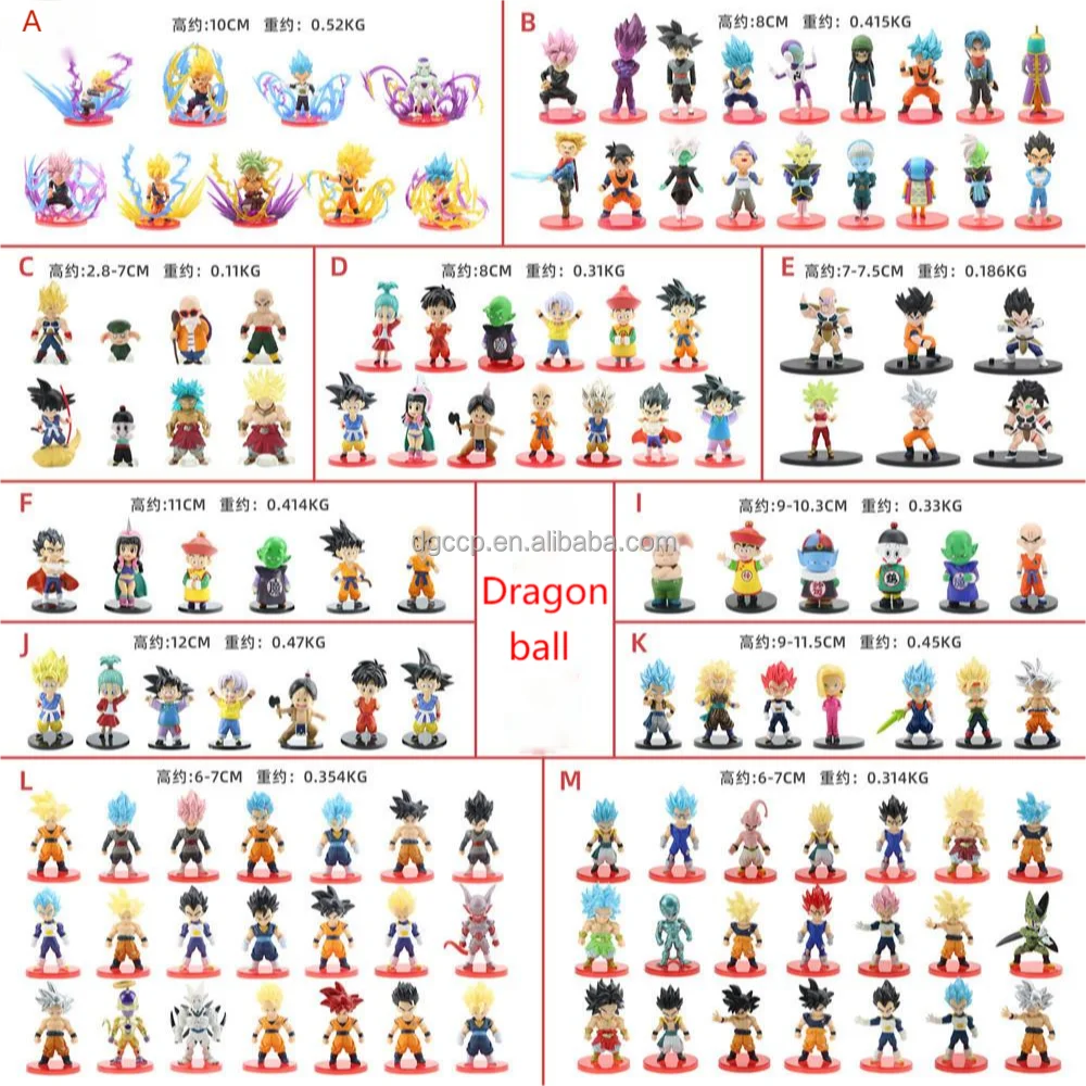 H11CM 6pcs/set  dragon balls action figure Son Goku Bejita Yonsei Torankusu Anime Figure Toy Cake decoration Dragon Balls