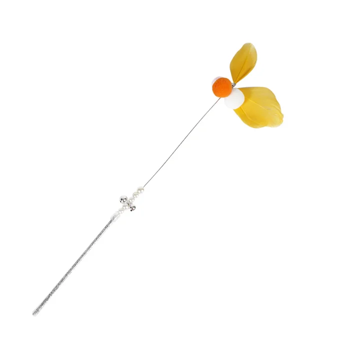 2021 cheap rabbit fur cat charmer wand with small bell