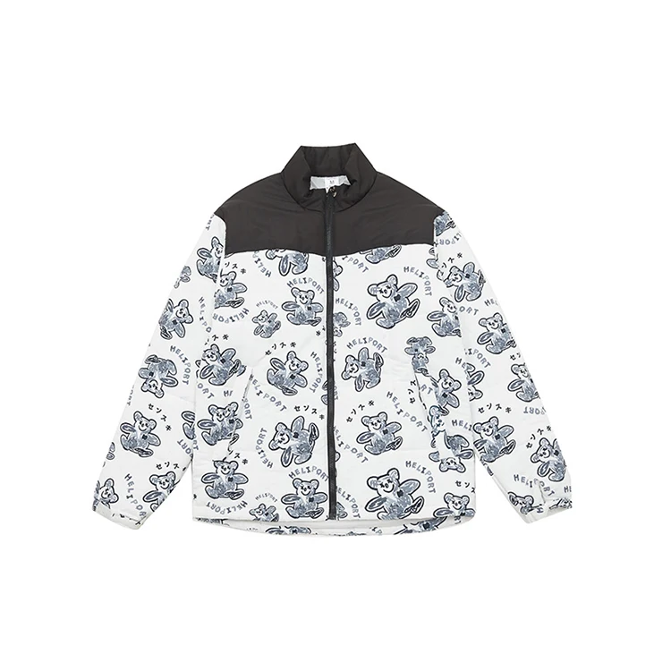 Wholesale Bear Print Anime Women Clothing Korean Winter Thick Custom Logo Padding Colorful Puffer Zip Coat Jacket Men