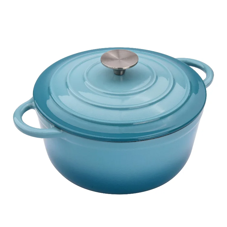 High Quality Enamel Coated Cast Iron Dutch Oven Casserole Pot  Round Casserole  Dutch Oven with Stainless Steel Knob