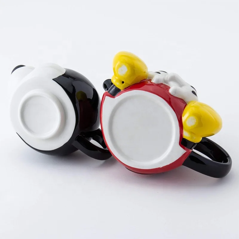 Wholesale Factory Mickey Mouse T-4 one Coffee Teapot Sets Custom Desgin 3d cartoon ceramic cups and tea pot set with strainer