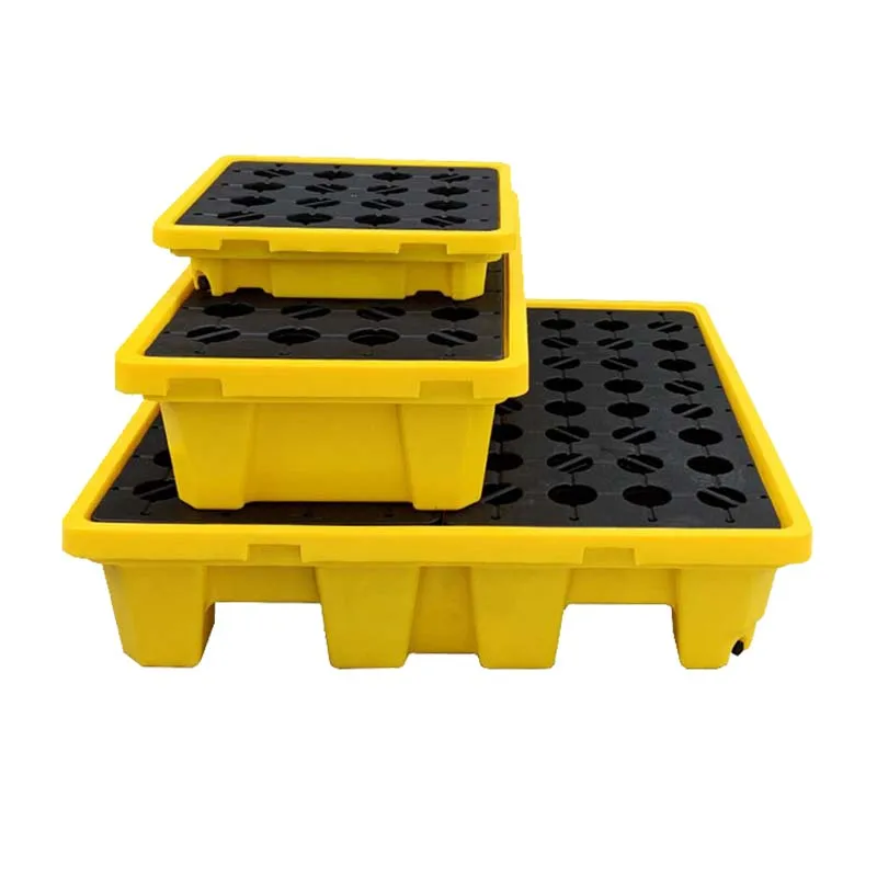 Factory Wholesale Heavy duty 2 Drums Spill plastic pallet for petroleum Industry For Sale Heavy Duty Oil Use Spill Pallet