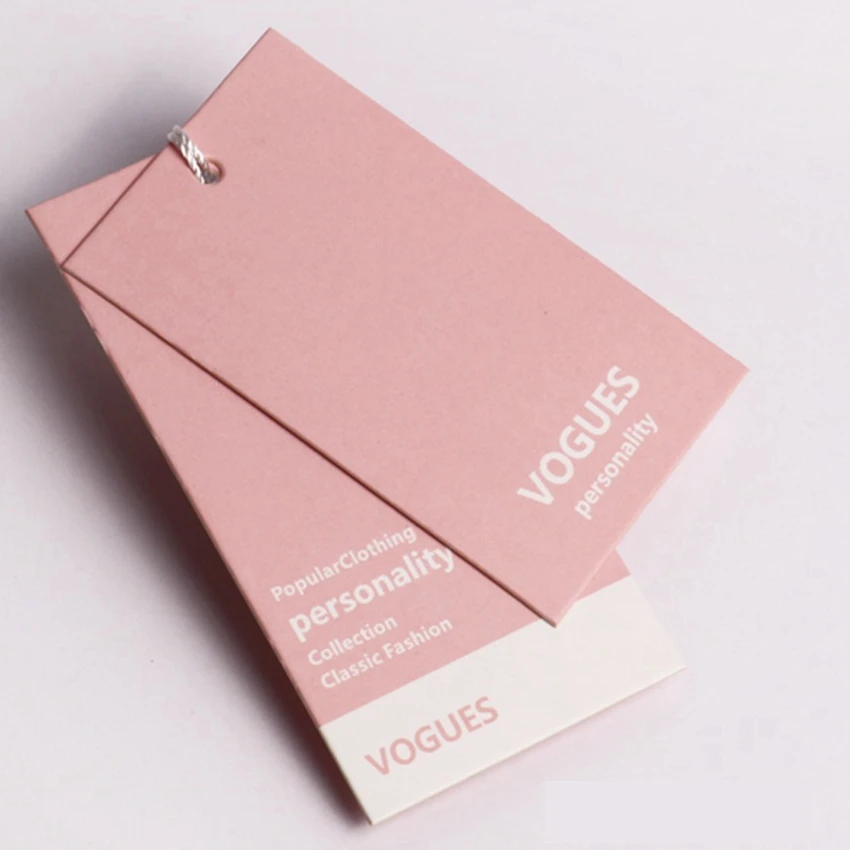 Delicate Paper Tag Customize logo White Kraft Paper Hang Tag With Polyester Rope
