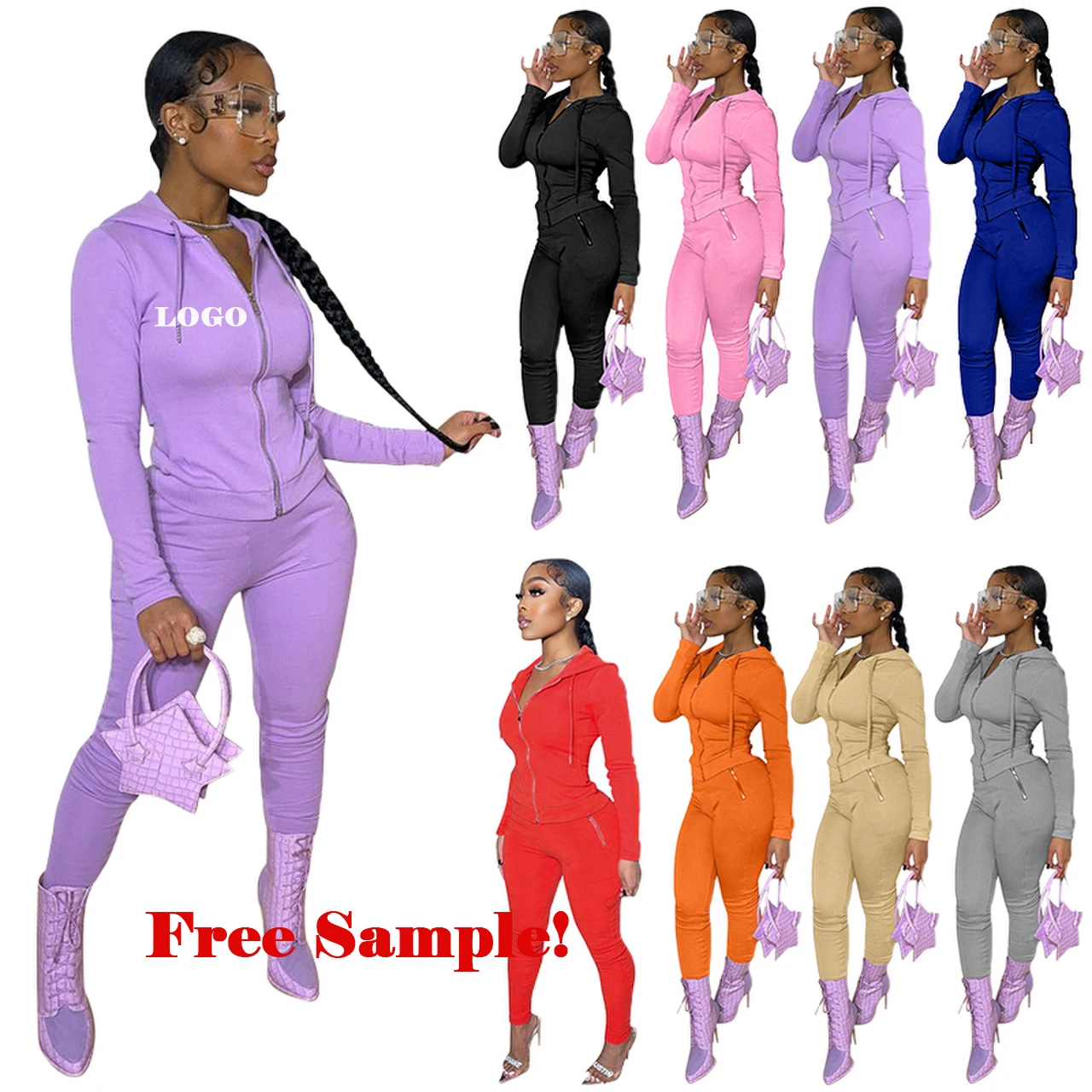 2022 fall Casual Ladies two piece pants set Long Sleeve Outfits hood sweatsuit Bodycon Clothing Women 2pc pants set women