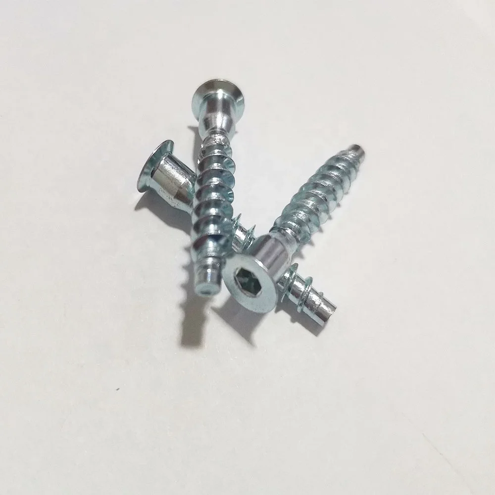 Carbon Steel Zinc Coated M7*30mm Hex Socket Head Furniture Screw Confirmat Screw
