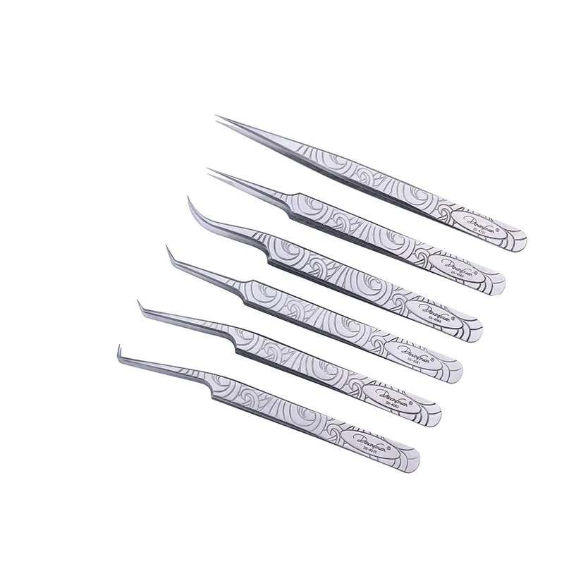 Wholesale Private Label High Quality Stainless Steel 90 Degrees Tweezers For Eyelash Extension