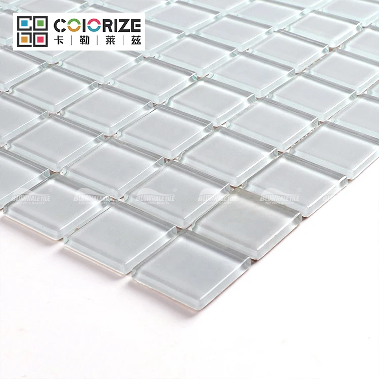 Colorize 300x300 mm 4mm Thickness pool glass mosaic Square White swimming pool glass mosaic tiles Mosaico Piscina