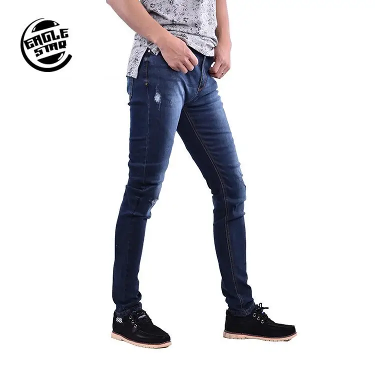 New arrival high quality  looking mens fragile blue monkey Washed straight jeans skinny men made in china