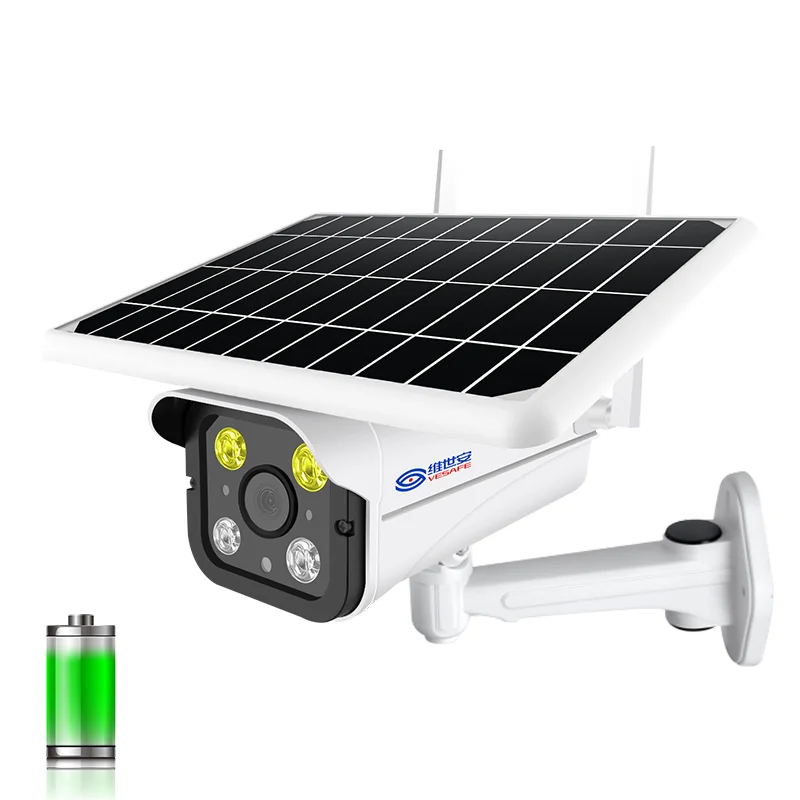 VESAFE Outdoor Solar Security Camera 1080P Wireless Camera Solar Panel Rechargeable Battery Bullet Camera With PIR Motion