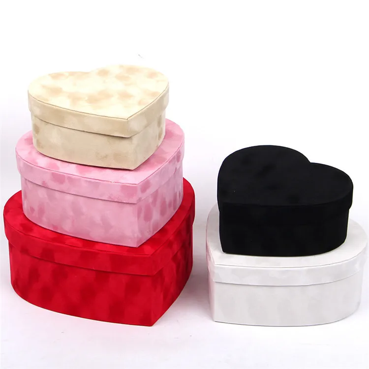 Wholesale bouquet velvet roses heart-shaped flower box set velvet heart flower box