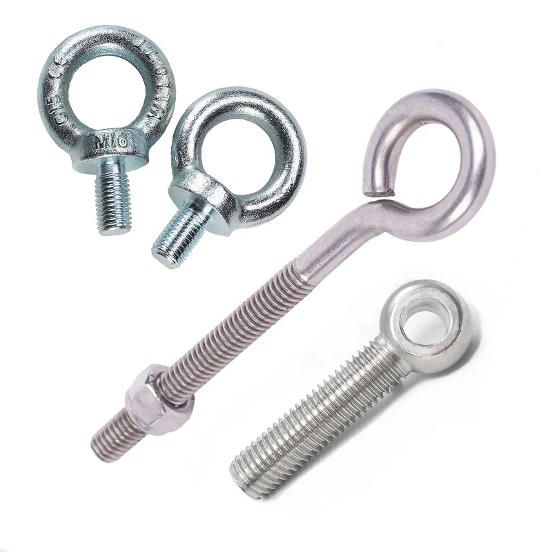 ANGSI Fastener DIN580 DIN444 stainless steel closed shoulder pattern machinery bent lifting swing eye bolts with nuts M8