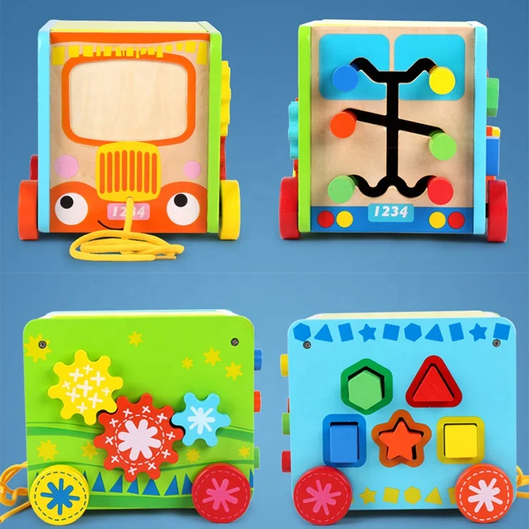 2019 Chinese Wooden 5-side Bead Maze Baby Walker toys for the Infant Baby Educational Toy kits