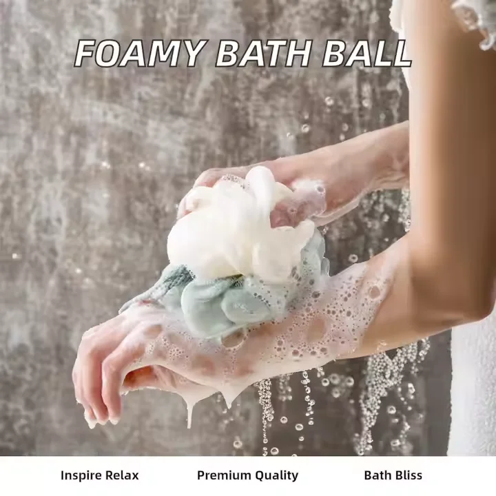 50g Colourful Bathing Loofah Pouf Body Exfoliating Bath Sponge Durable Bath Brushes Loofah Eco Friendly