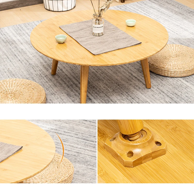 
Dinning table Dia 80cm round bamboo wood Janpanese tatami 