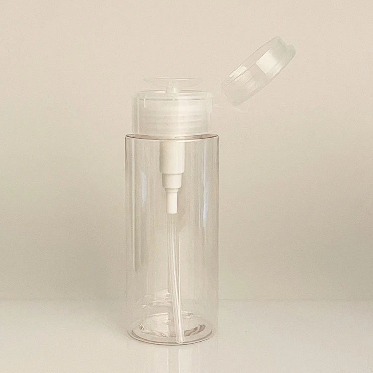 Hot Selling 150ml 200ml Plastic Toner Nail Polish Pump Bottle Makeup Remover Bottle With Push Down Pump Dispenser