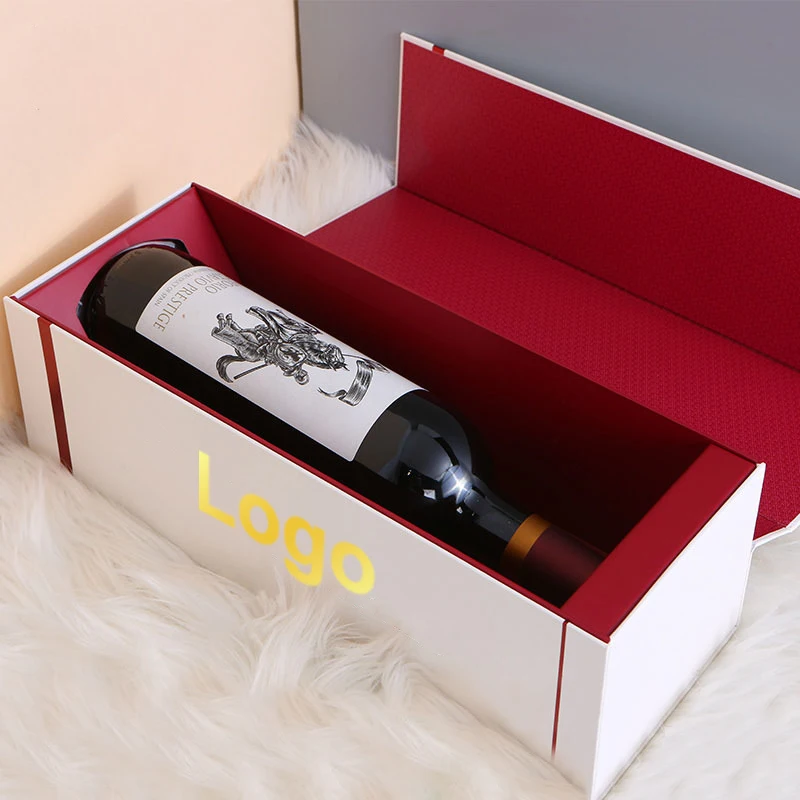 Wholesale Custom Company Logo Bottle Mug Box White Magnetic Closure Folding Luxury Gift Packaging Wine Box