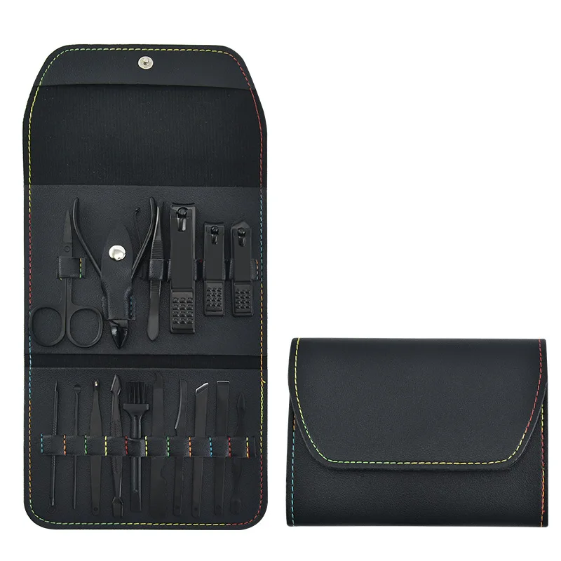 16 pieces of nail clippers set scissors tweezers ear picks with practical manicure set tools a variety of colors