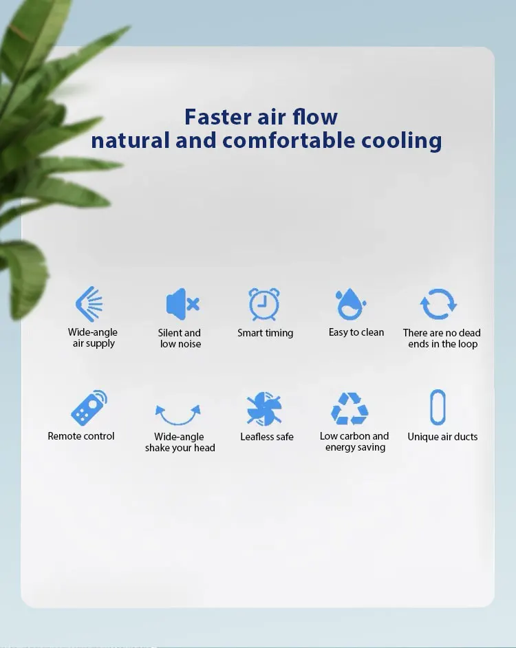 2024 New Series Strong Wind 45 Watt 40 Inches Height air Cooling Tower Bladeless Floor Electric Fan 10 Speed Hot Trend