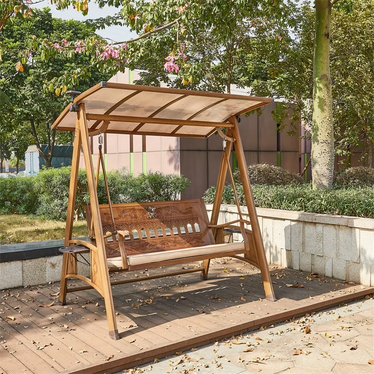 Aluminum Outdoor Garden Swing Chair with Awning Patio Lounge Furniture