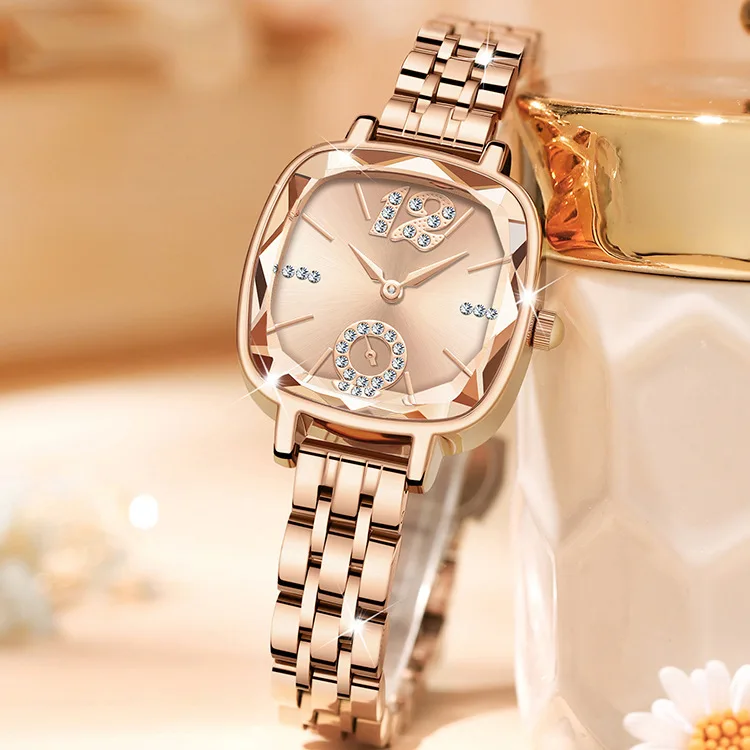 In stock cut glass square ladies watch waterproof quartz watch diamond tremolo AliExpress a generation of hair