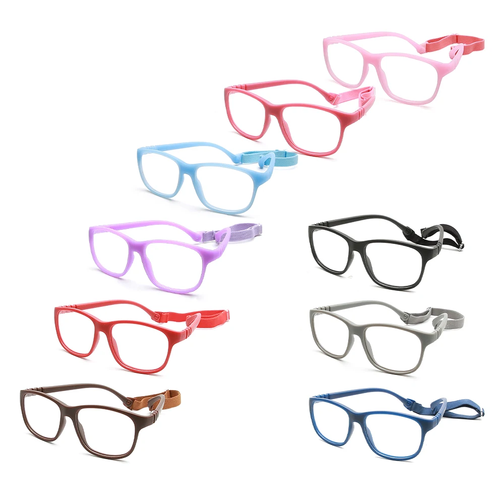 high end children eye glasses flexible comfortable colourful  glasses frame  with strap for kids rubber eyewear optical frame