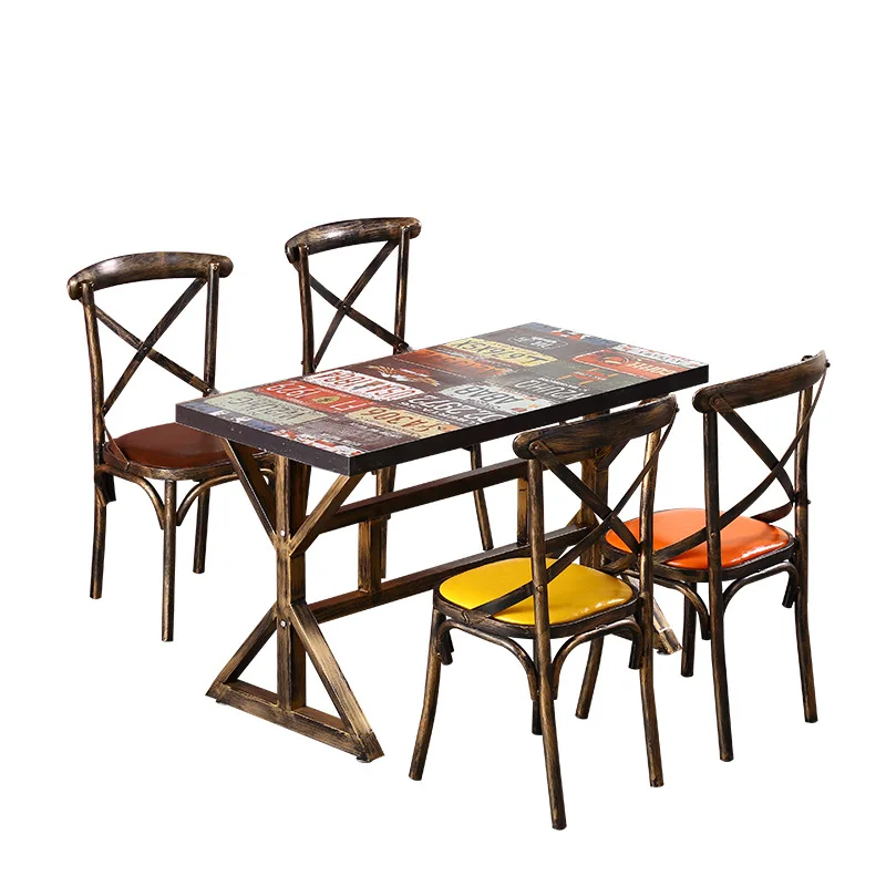 Ретро-мебель для промышленного ресторана деревянная мебель кафе наборы столов и стульев