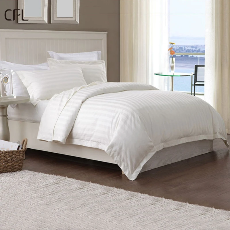 Wholesale twin size hotel Plain white 100 cotton bed duvet cover set 4 pieces