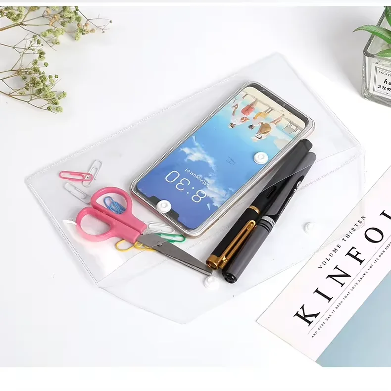 Custom Logo Pvc Eva Poly Apparel Bag Plastic Button Packaging Stationery Bag For Phones Keys