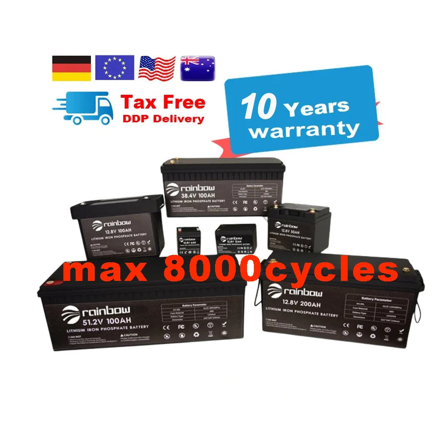 Lifepo4 Battery 12V 100Ah 200Ah 300Ah 400Ah 100 300 200 Ah Deep Cycle 12 V Volt 12.8V Solar 24V 12V Lithium Ion Battery Pack