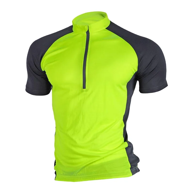 Customized logo screen print polyester spandex stand collar 1/4 zip up short sleeve tee mesh gym bike cycling T-shirt