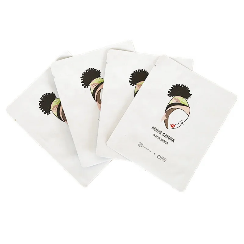 Custom Printed Moisture Barrier 3 Side Seal Matte Mylar Foil Drip Coffee Sachet Bags with Tear Notch