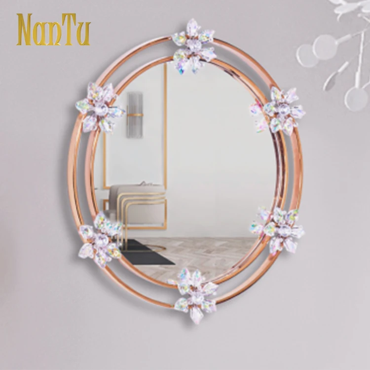 
Wholesale High Quality Washroom Bedroom Flower Decorative Wall Mirror 
