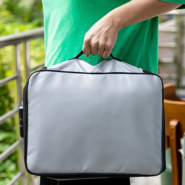 Important Document Valuables Fireproof Filling Bag Large Capacity Silicone Coated Fiberglass Double Zipper Closure for Family