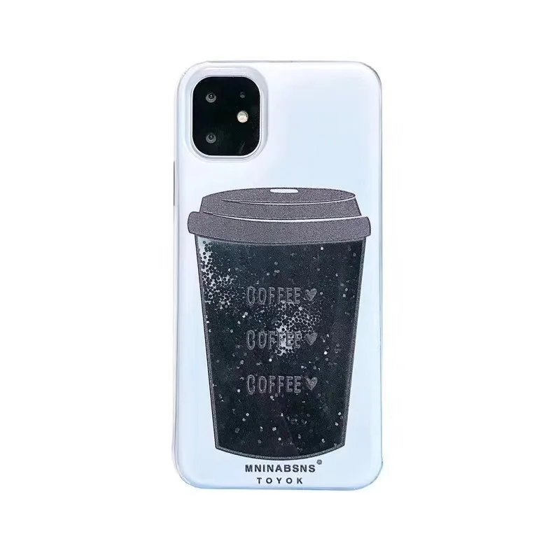 Dynamic Liquid Sand Coffee Cell Phone Covers  Case For iPhone 6 6s 7 8 Plus Glitter Cases For iPhone X XS XR 11 Pro MAX