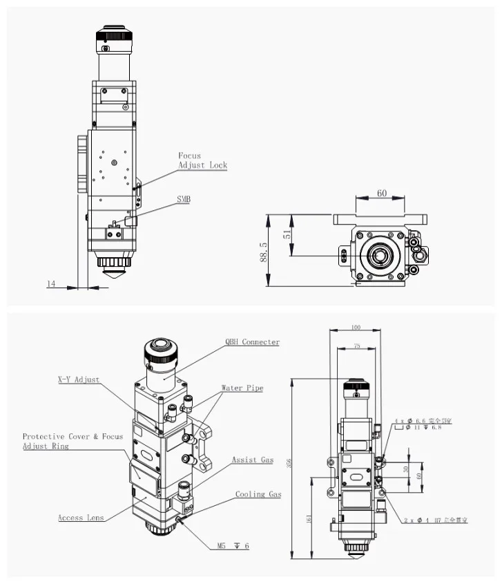BT240S 2KW/3.3KW Laser Cutting Head for Laser Cutting Machine