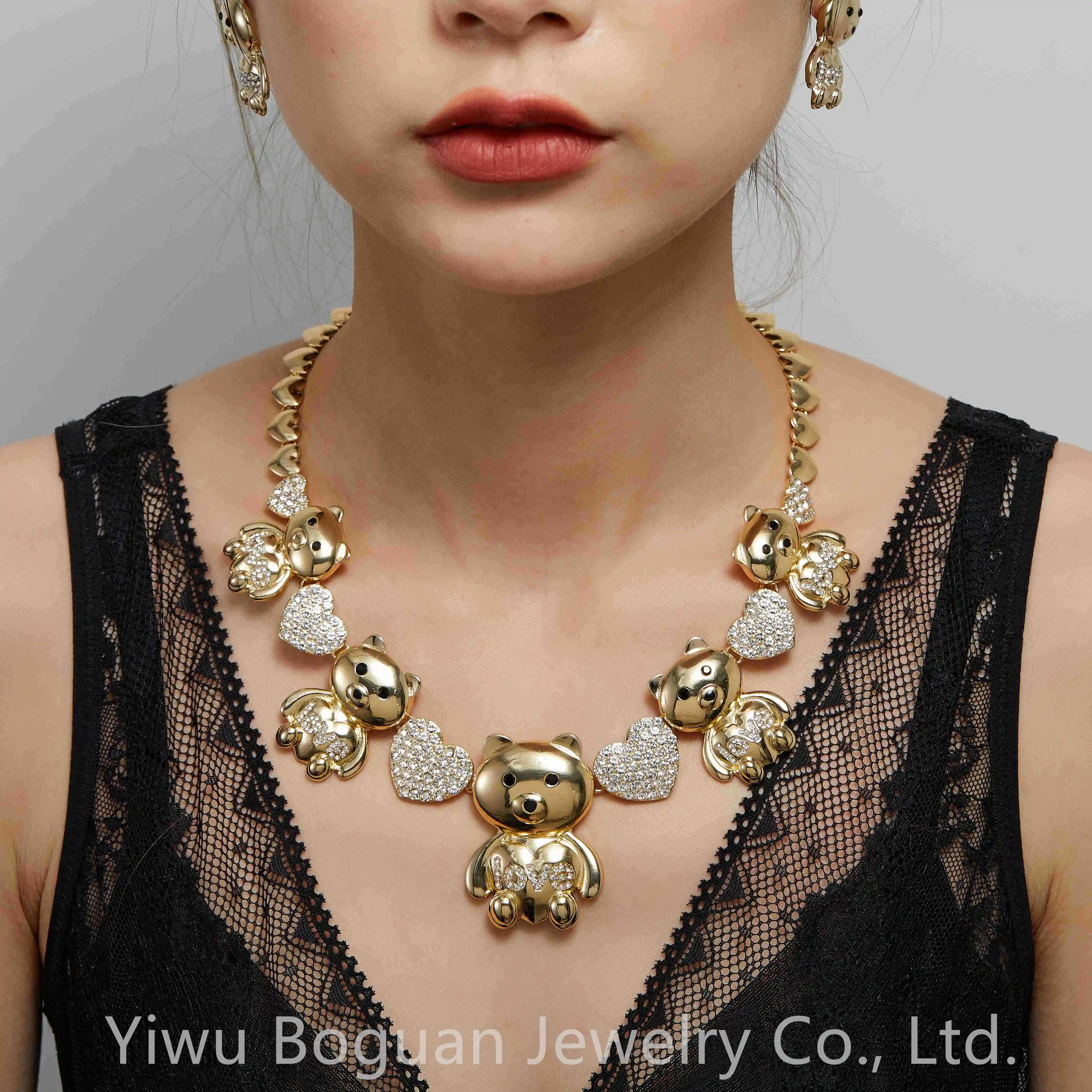 2021 Mix Style Hot sell 18k gold women kids jewelry sets,hearts xoxo necklace set jewelry