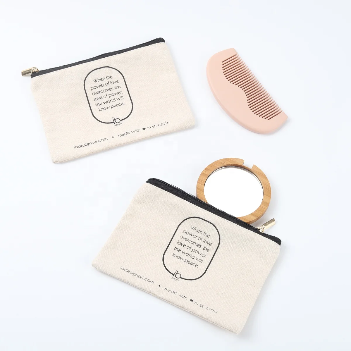 High End Customized Zipper Style Canvas Cosmetic Travel Bag Natural Organic Canvas Cotton Zipper Makeup Pouch With Logo