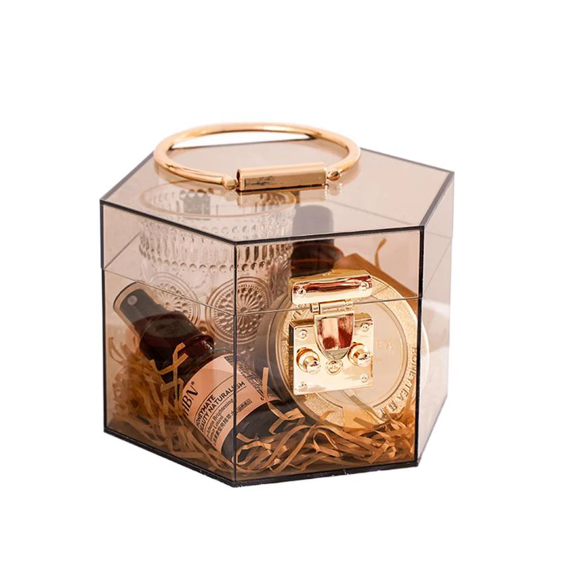 Clear PS custom plastic candy box wedding favors gift packing DIY hexagon wedding gifts for guests box