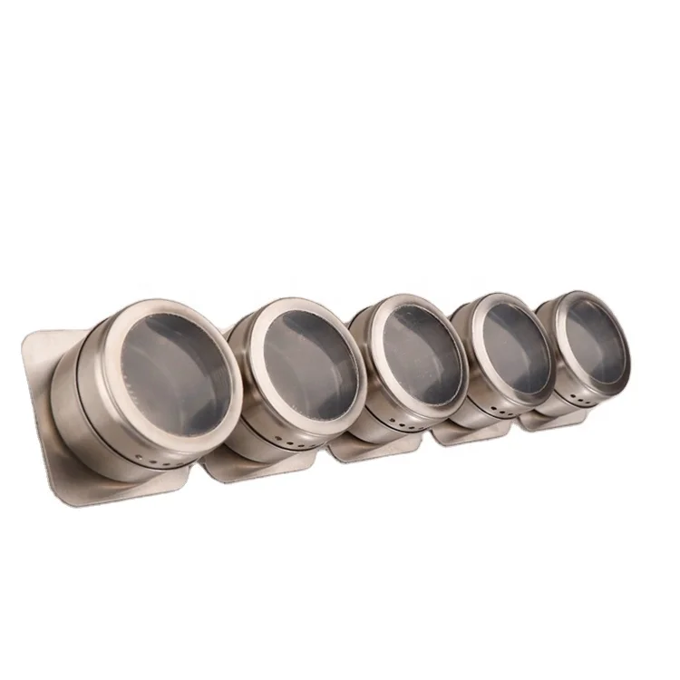 Металлический магнитный контейнер для специй, серебристый, Круглый, под заказ, оптом