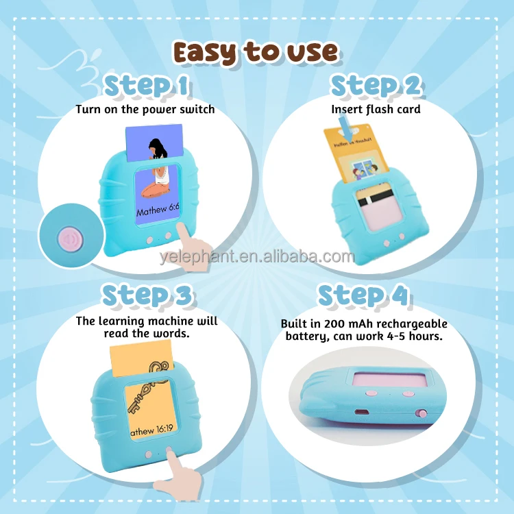 Turkish Arabic Flashcatds Learning Machine With 224 Words Talking Flash Cards Learning Toys