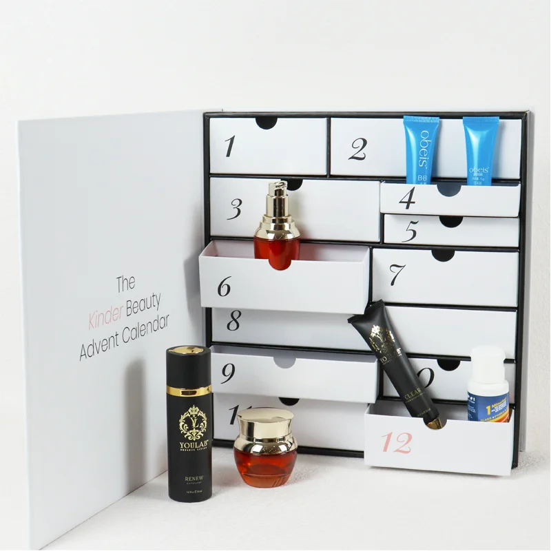 Crown win empty christmas advent calendar box for chocolate cosmetic gift packaging cardboard box with 24 drawers paper boxes