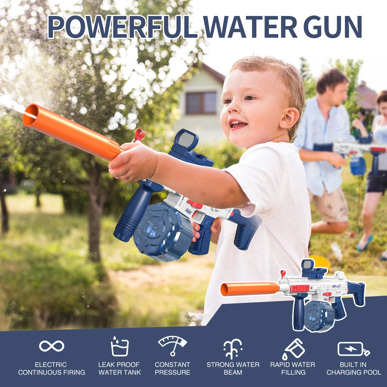 Plastic Portable Powerful Outdoor Shooting Electric Gun Kids Waterproof Automatic Absorption SCAR Water Pellet Gun For Children