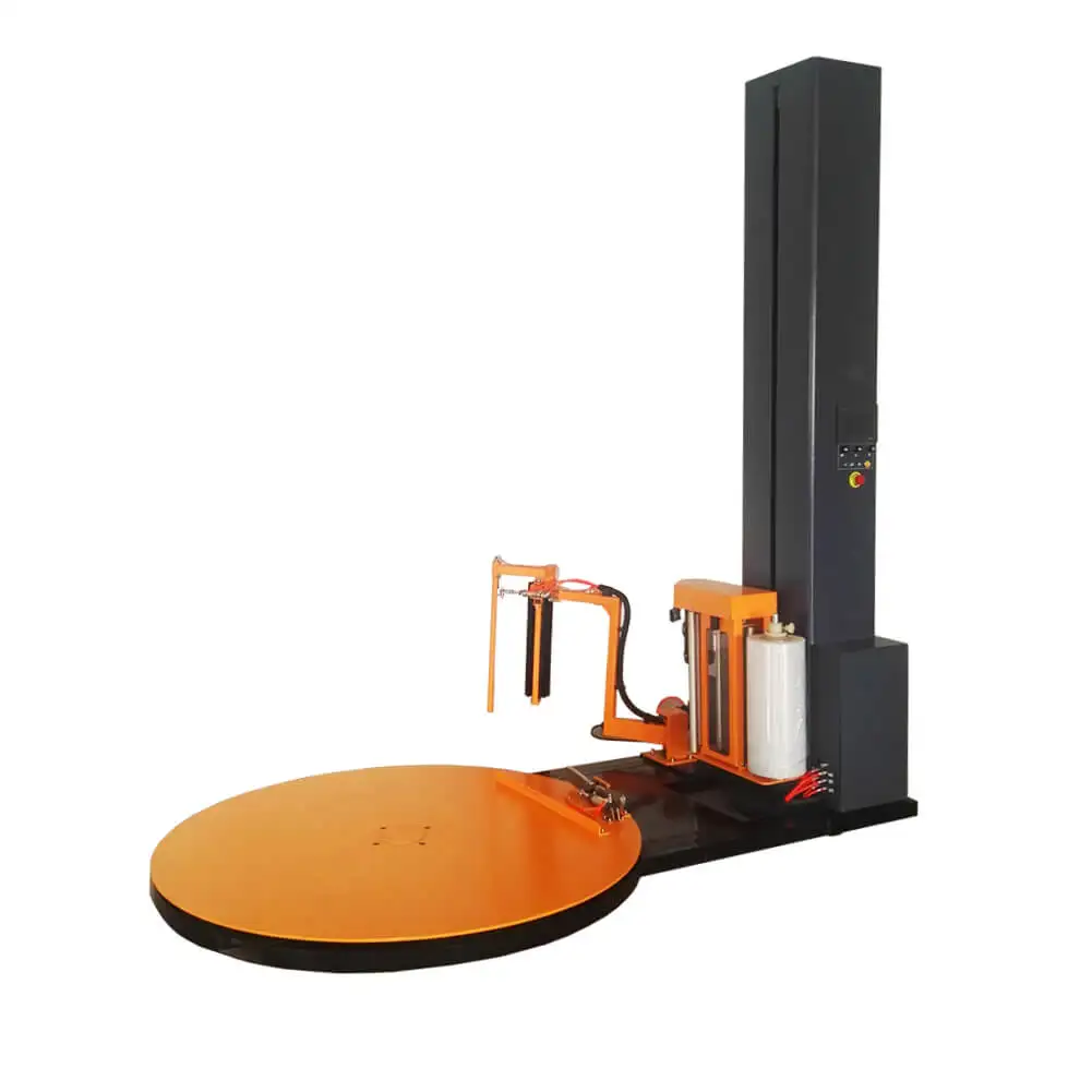 Automatic stretch wrapping pallet machine