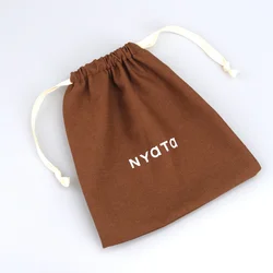 Индивидуальная упаковка из хлопка и льна для горячего тиснения, ювелирные изделия, лак для ногтей, маленькая бежевая хлопковая Подарочная сумка на шнурке