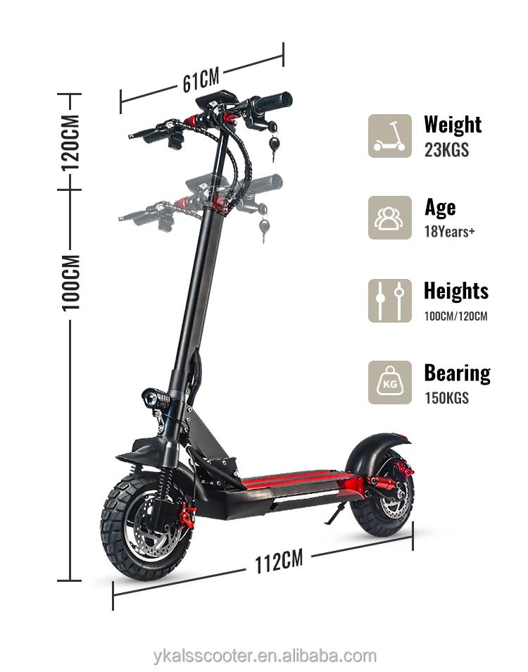 Two-Wheel Electric Scooter Alloy Frame Disc Brake 60km Range per Charge 50km/h Max Speed 200kg Max Load Brushless Motor LCD