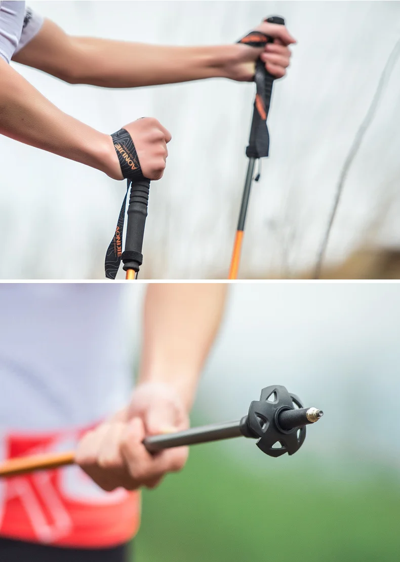 
Free Shipping M-Pole Folding Ultralight Quick Lock Trekking Poles Hiking Pole Race Running Walking Stick Carbon Fiber 