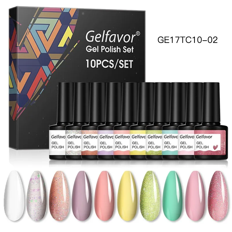 GELFAVOR hot style competitive price magic cat eye/glitter/jelly uv gel vernis semi permanent gel nail polish set for salon